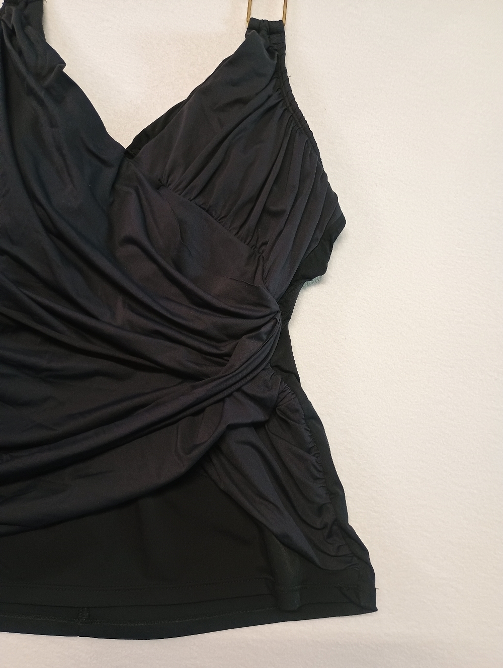 Spanx Women's Size 10 Black Halter Tankini Top with Gold Rings - Picture 2 of 7